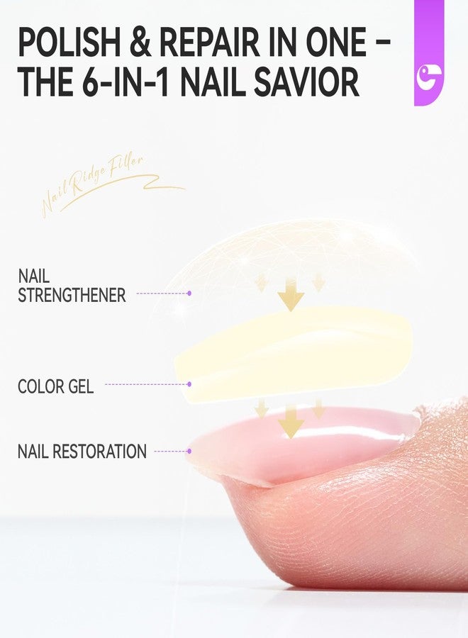 gelike ec Nail Hardener and Strengthener Polish: Milky Apricot Ridge Filler for Peeling Weak Nails Fast Dry Nail Growth Treatment Long Lasting Glossy Finish for Women Home DIY 15ml - Image 4